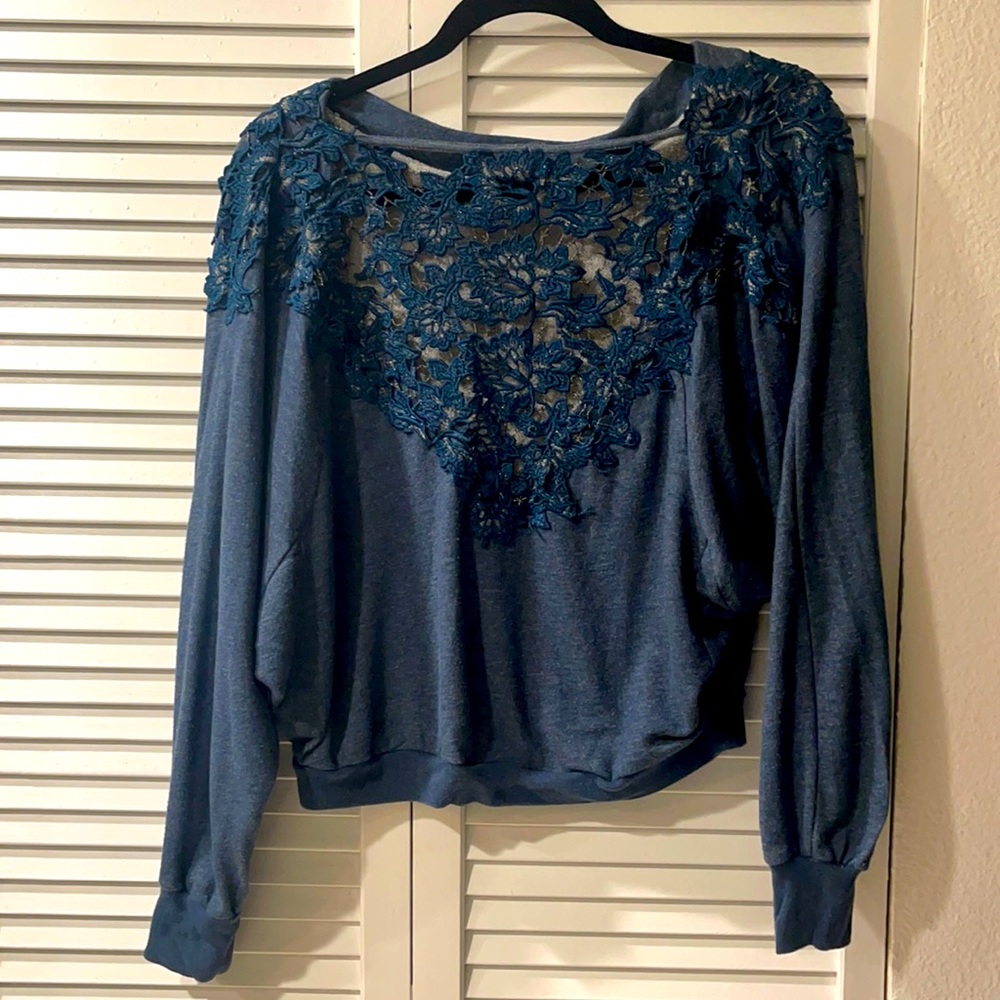 Anthropologie dark blue sweatshirt